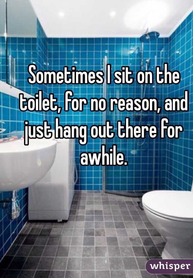 Sometimes I sit on the toilet, for no reason, and just hang out there for awhile. 