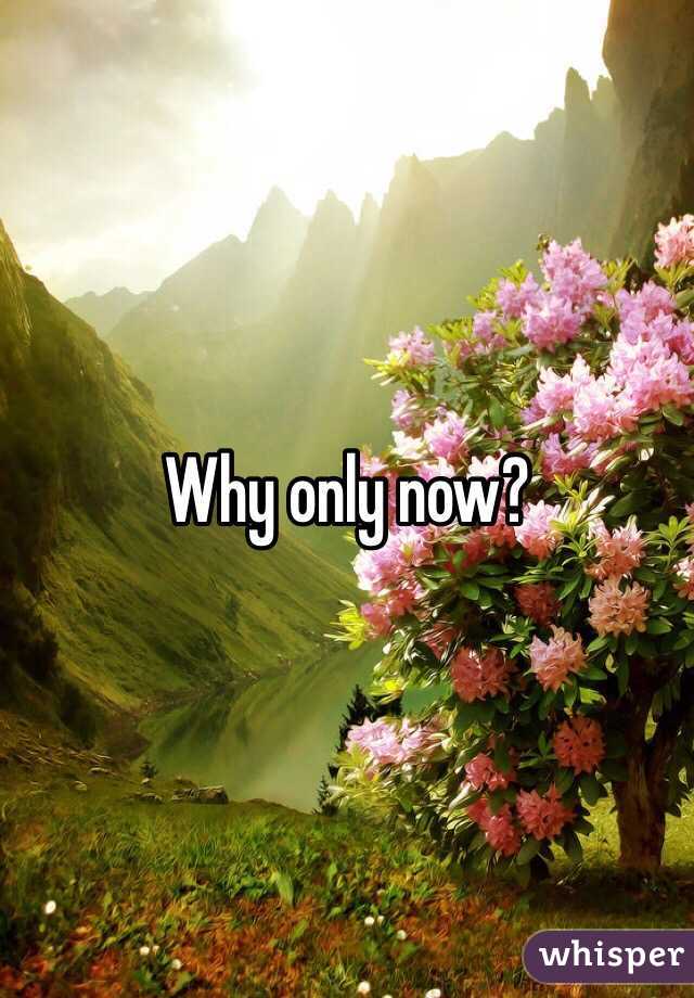 Why only now?