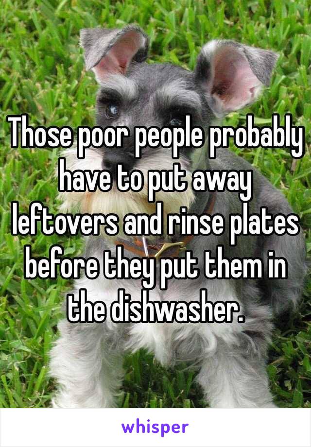 Those poor people probably have to put away leftovers and rinse plates before they put them in the dishwasher.