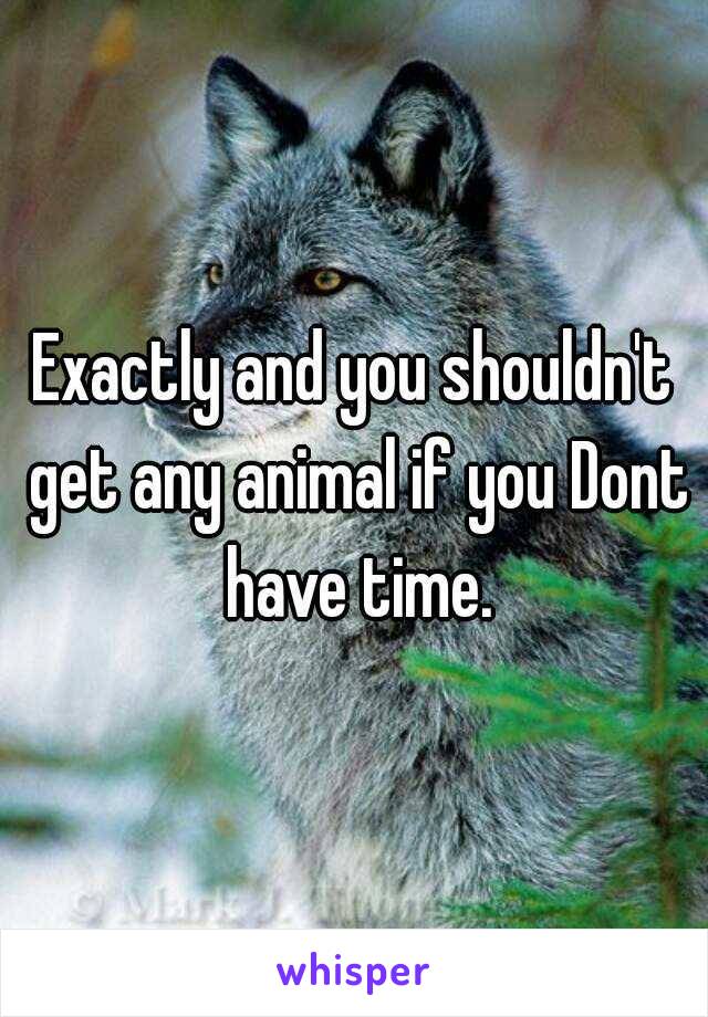 Exactly and you shouldn't get any animal if you Dont have time.