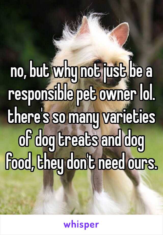 no, but why not just be a responsible pet owner lol. there's so many varieties of dog treats and dog food, they don't need ours. 