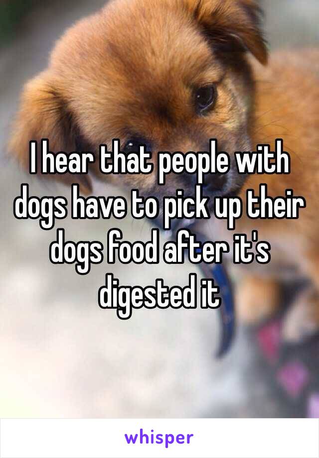 I hear that people with dogs have to pick up their dogs food after it's digested it