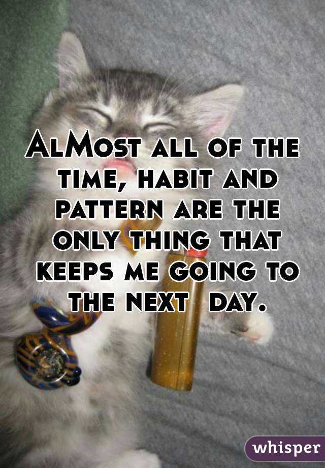 AlMost all of the time, habit and pattern are the only thing that keeps me going to the next  day.