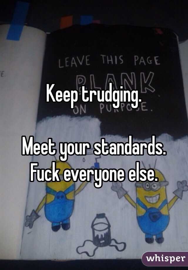 Keep trudging. 

Meet your standards. 
Fuck everyone else. 
