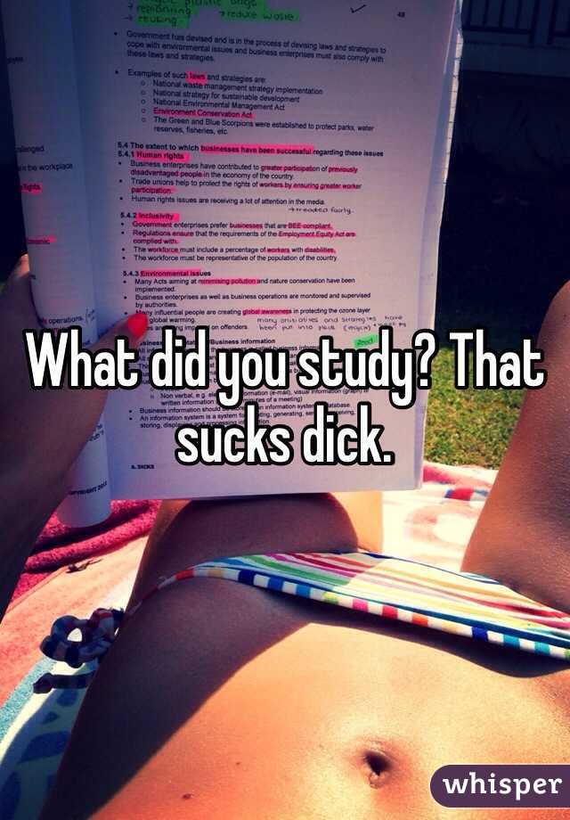 What did you study? That sucks dick. 