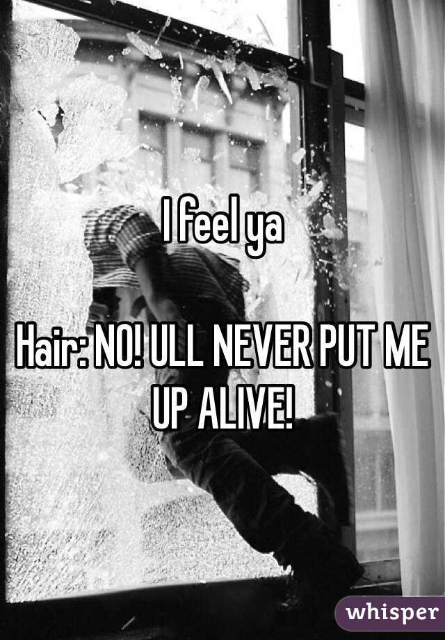 I feel ya

Hair: NO! ULL NEVER PUT ME UP ALIVE!