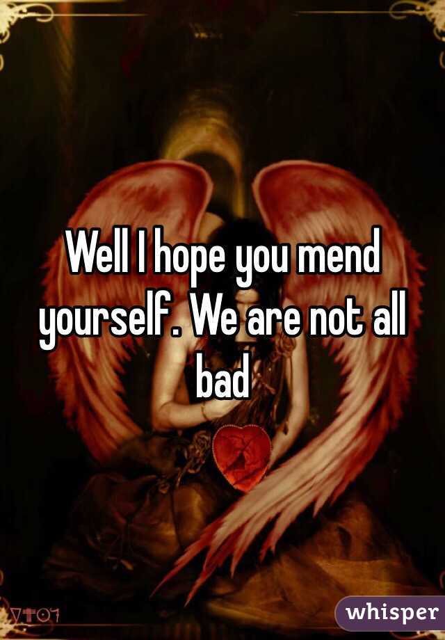 Well I hope you mend yourself. We are not all bad