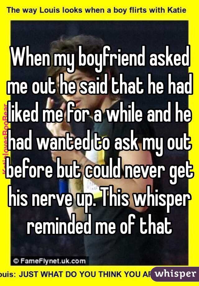 When my boyfriend asked me out he said that he had liked me for a while and he had wanted to ask my out before but could never get his nerve up. This whisper reminded me of that