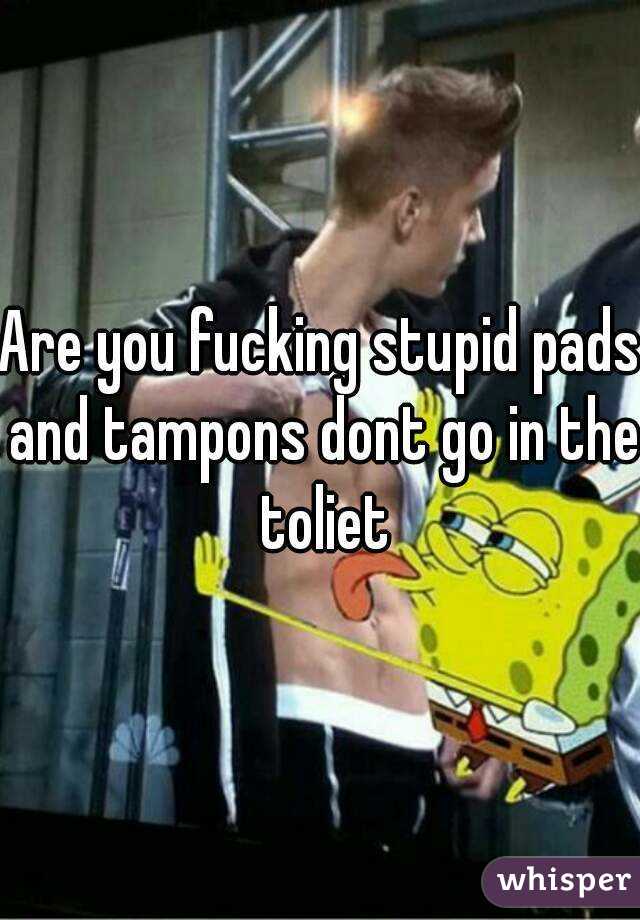 Are you fucking stupid pads and tampons dont go in the toliet