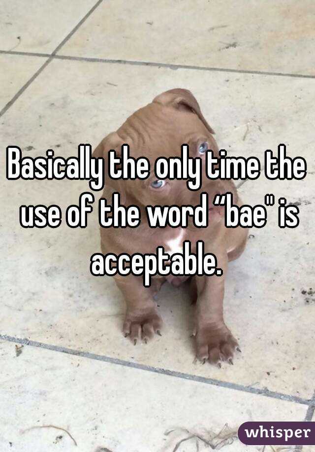 Basically the only time the use of the word “bae" is acceptable. 