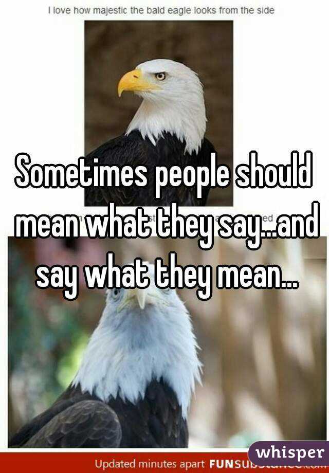 Sometimes people should mean what they say...and say what they mean...