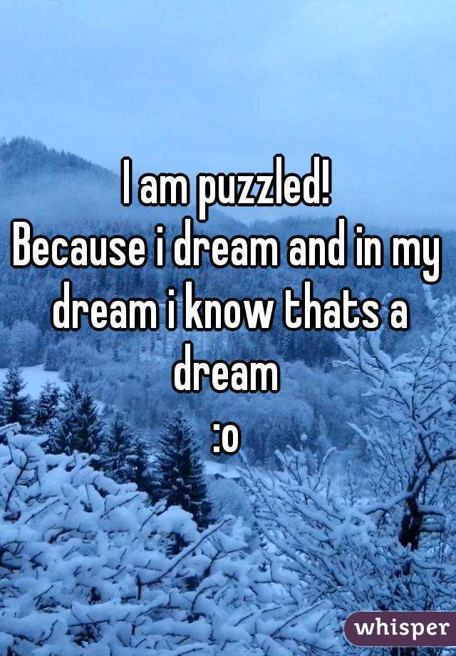 I am puzzled!
Because i dream and in my dream i know thats a dream 
:o