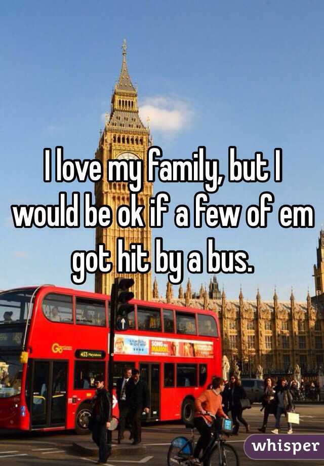 I love my family, but I would be ok if a few of em got hit by a bus.