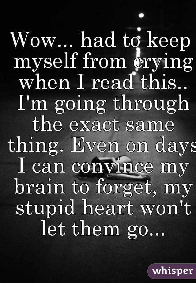 Wow... had to keep myself from crying when I read this.. I'm going through the exact same thing. Even on days I can convince my brain to forget, my stupid heart won't let them go...