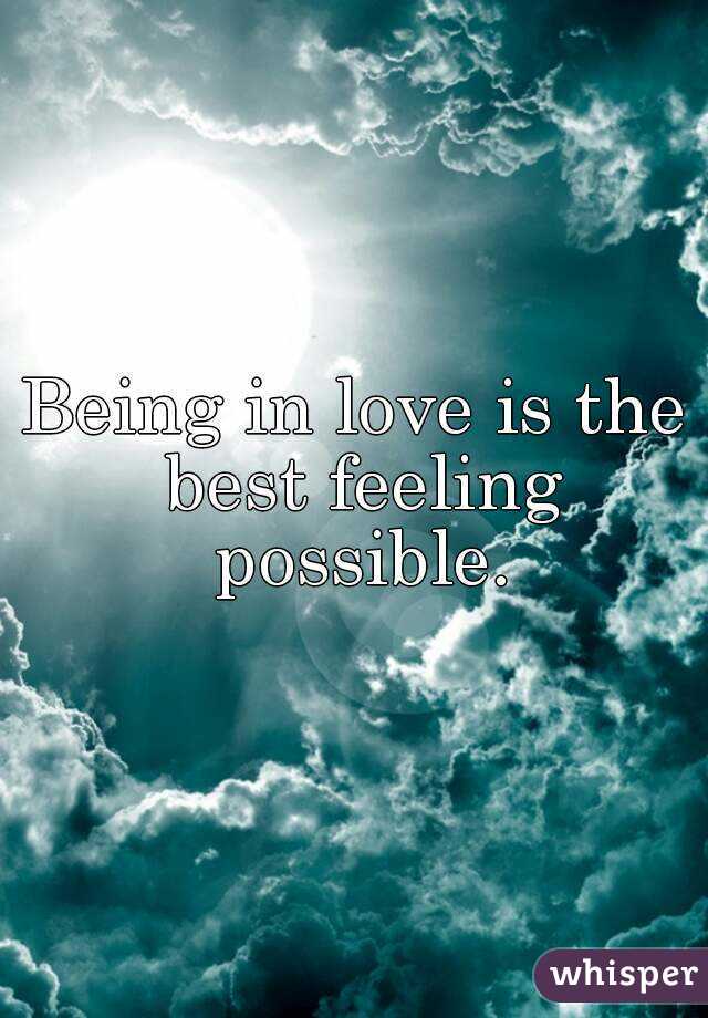 Being in love is the best feeling possible.