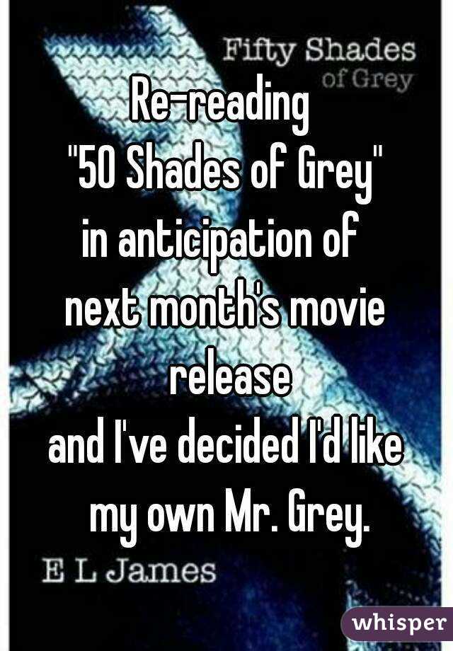 Re-reading 
"50 Shades of Grey"
in anticipation of 
next month's movie release
and I've decided I'd like
 my own Mr. Grey.