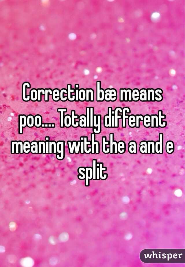 Correction bæ means poo.... Totally different meaning with the a and e split