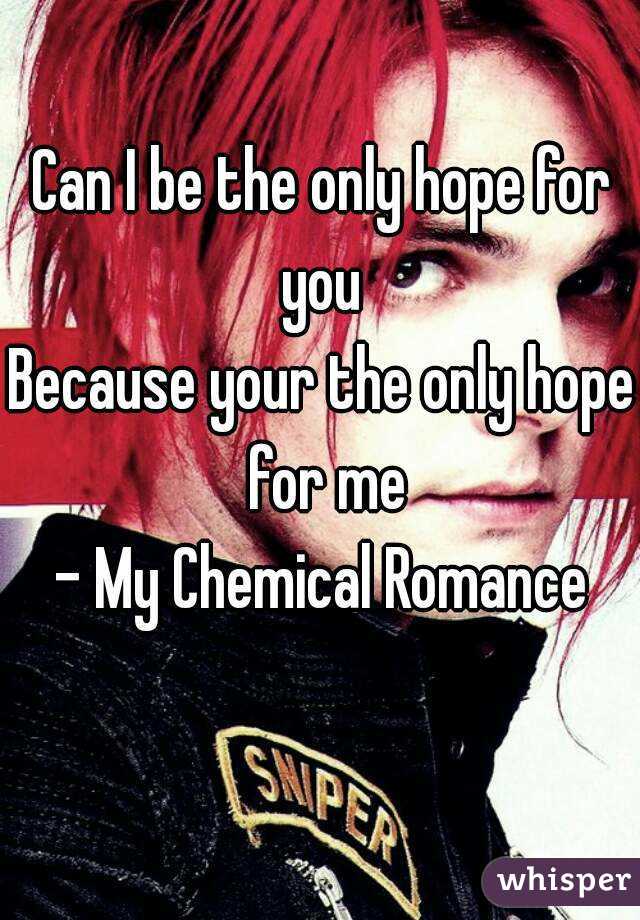 Can I be the only hope for you 
Because your the only hope for me
- My Chemical Romance