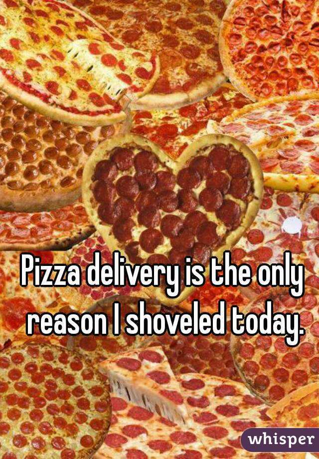 Pizza delivery is the only reason I shoveled today.