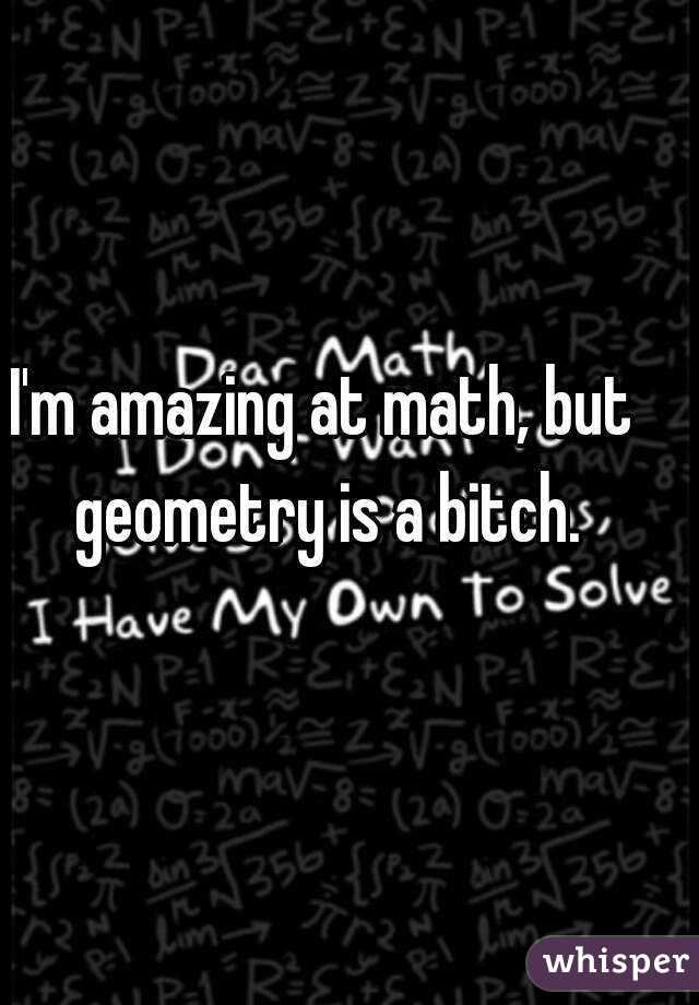 I'm amazing at math, but geometry is a bitch.