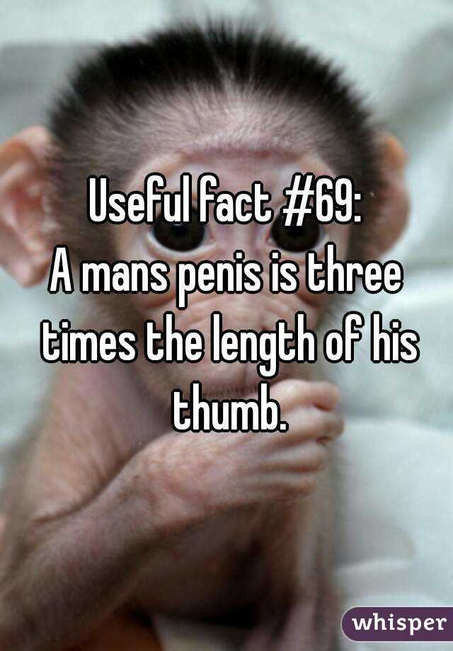 Useful fact #69:
A mans penis is three times the length of his thumb.