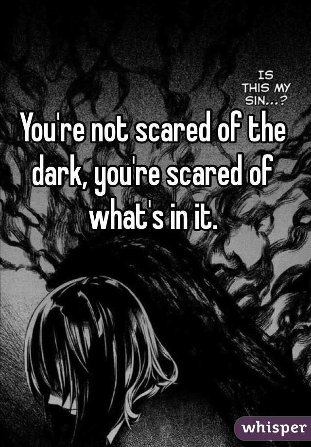 You're not scared of the dark, you're scared of what's in it. 