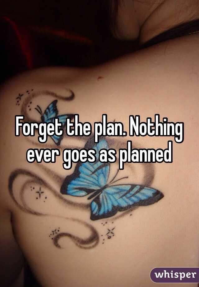 Forget the plan. Nothing ever goes as planned