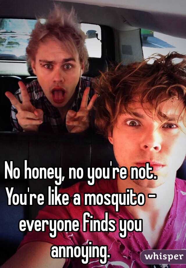 No honey, no you're not. You're like a mosquito - everyone finds you annoying.