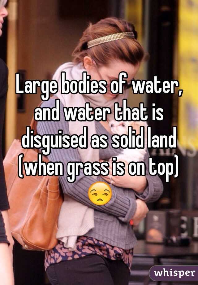 Large bodies of water, and water that is disguised as solid land (when grass is on top) 😒