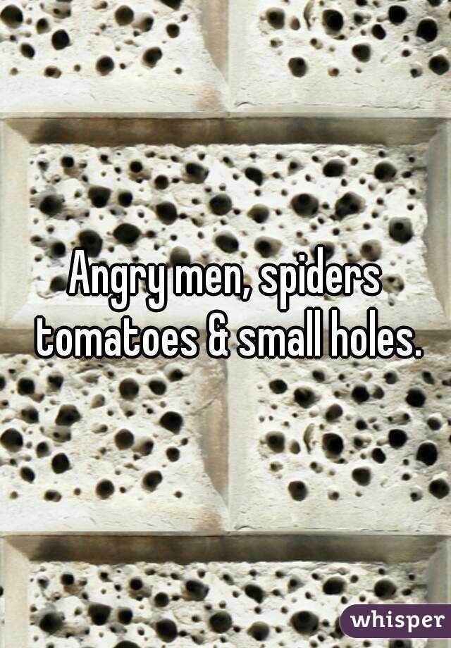 Angry men, spiders tomatoes & small holes.