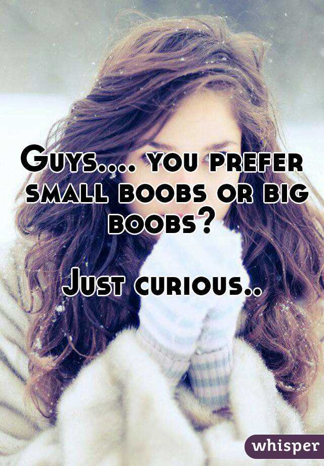Guys.... you prefer small boobs or big boobs? 

Just curious..