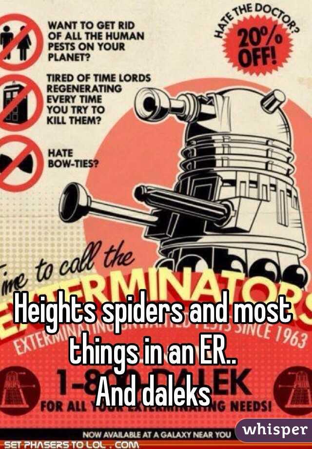 Heights spiders and most things in an ER..
And daleks