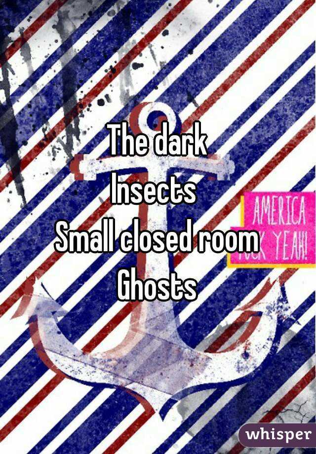 The dark
Insects 
Small closed room
Ghosts
