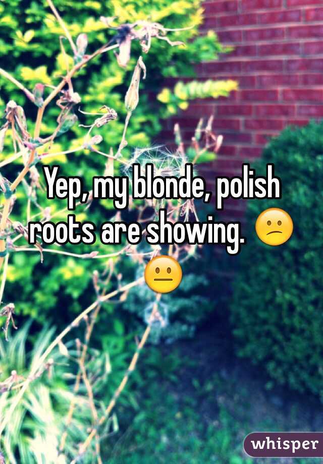 Yep, my blonde, polish roots are showing. 😕😐 