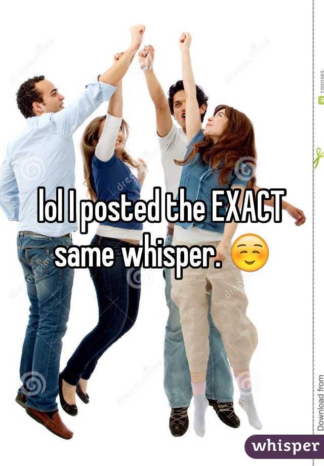 lol I posted the EXACT same whisper. ☺️