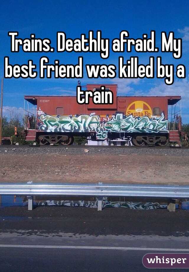 Trains. Deathly afraid. My best friend was killed by a train