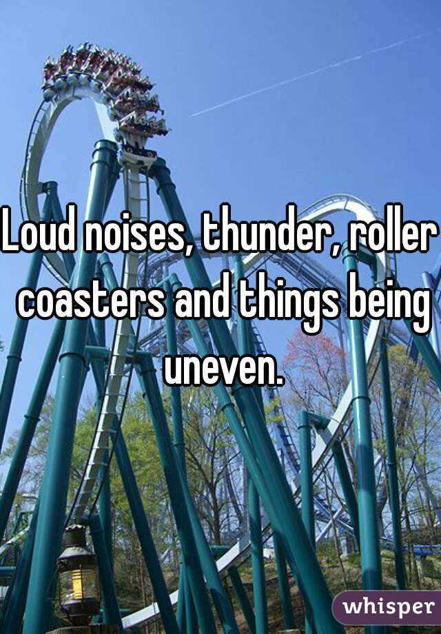 Loud noises, thunder, roller coasters and things being uneven.