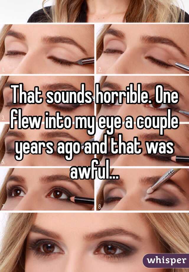 That sounds horrible. One flew into my eye a couple years ago and that was awful...