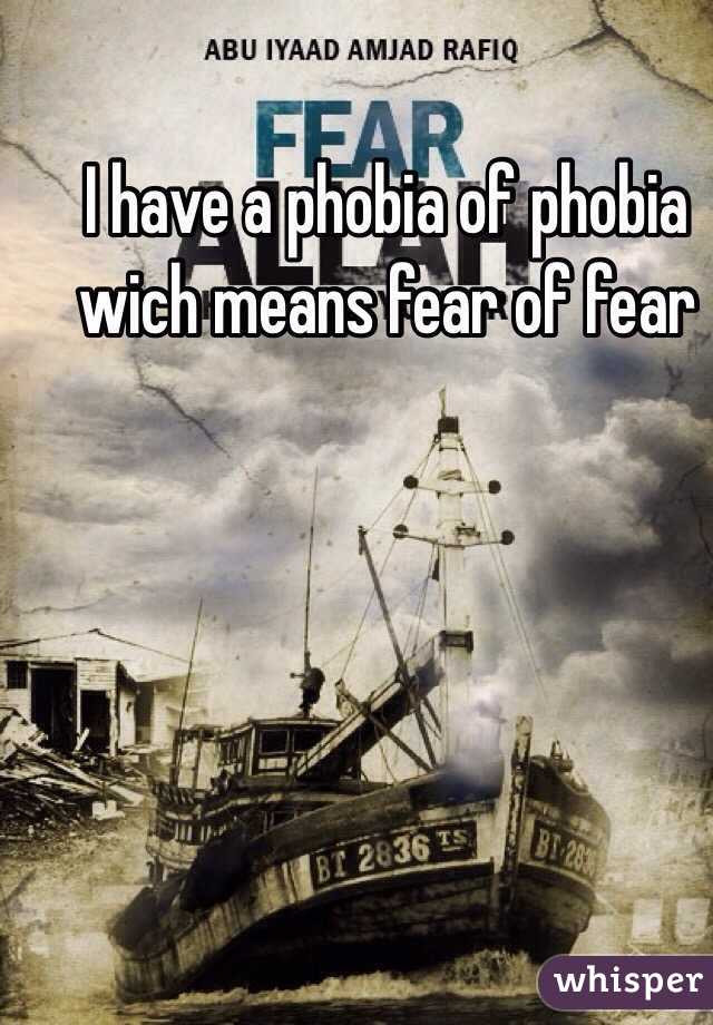 I have a phobia of phobia wich means fear of fear