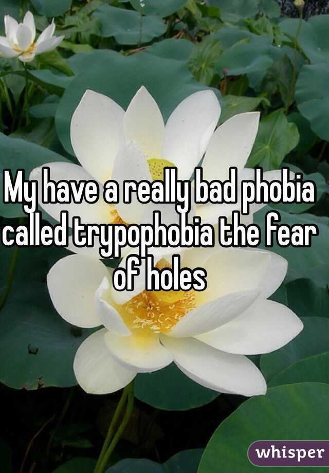 My have a really bad phobia called trypophobia the fear of holes