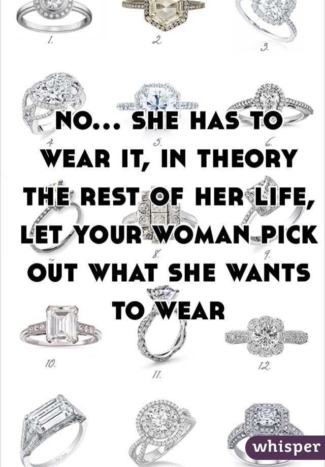 no... she has to wear it, in theory the rest of her life, let your woman pick out what she wants to wear 
