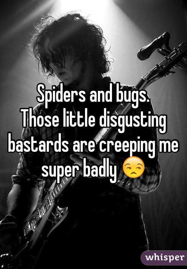 Spiders and bugs. 
Those little disgusting bastards are creeping me super badly 😒