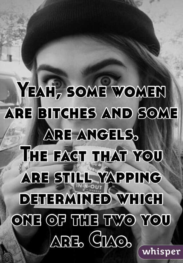 Yeah, some women are bitches and some are angels.
The fact that you are still yapping determined which one of the two you are. Ciao.