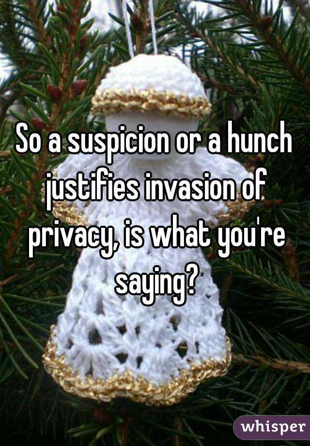 So a suspicion or a hunch justifies invasion of privacy, is what you're saying?