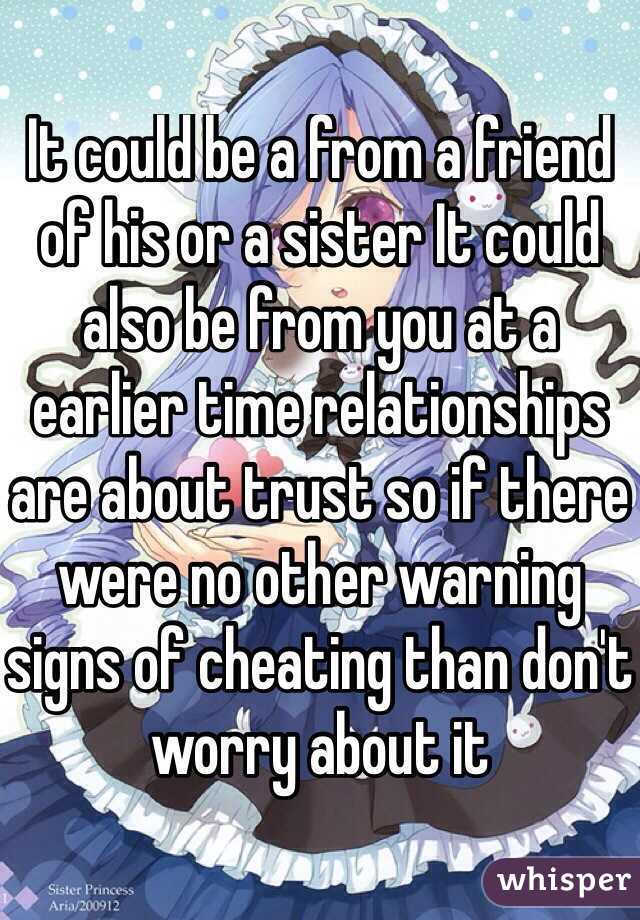 It could be a from a friend of his or a sister It could also be from you at a earlier time relationships are about trust so if there were no other warning signs of cheating than don't worry about it
