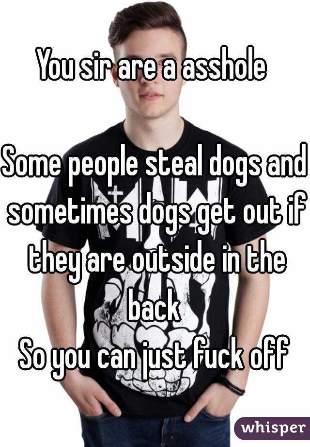 You sir are a asshole 

Some people steal dogs and sometimes dogs get out if they are outside in the back 
So you can just fuck off