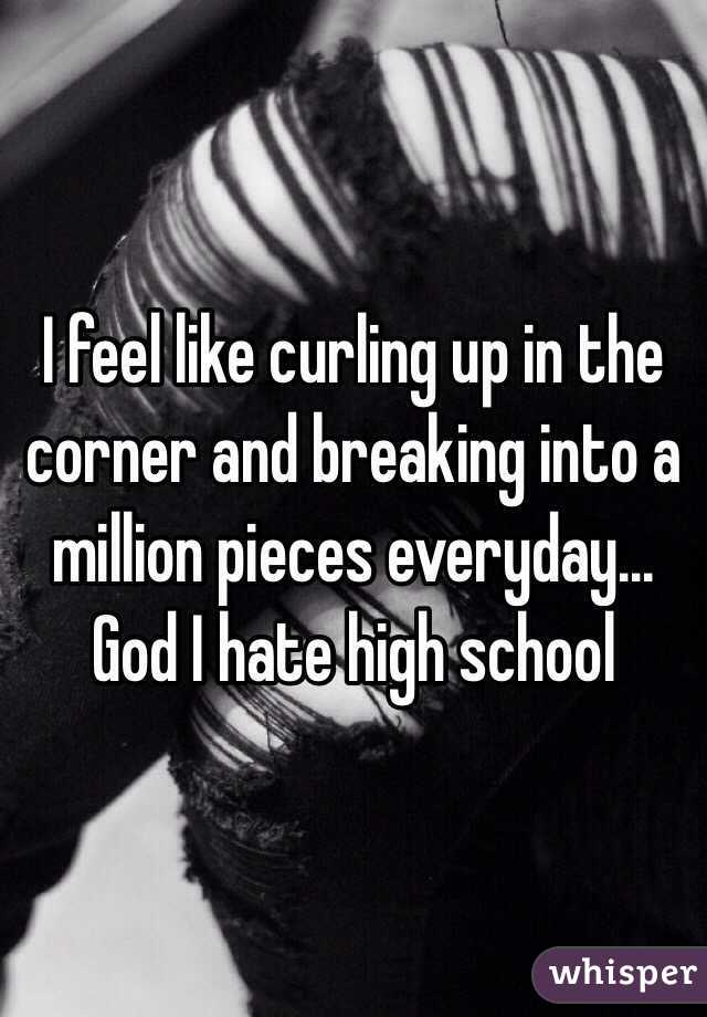I feel like curling up in the corner and breaking into a million pieces everyday... God I hate high school