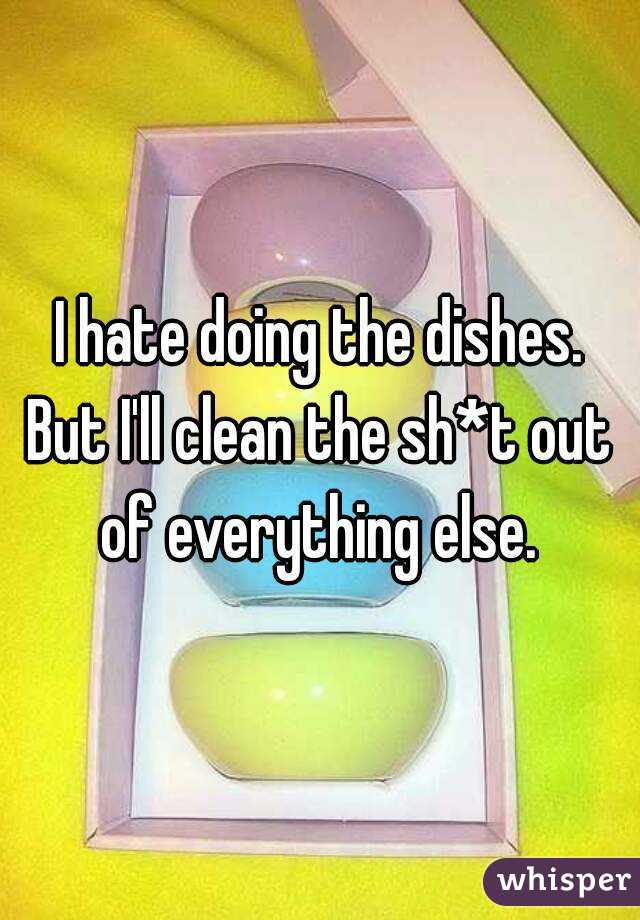 I hate doing the dishes.
But I'll clean the sh*t out of everything else. 