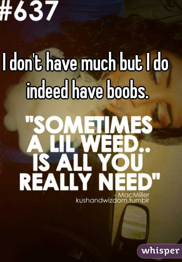I don't have much but I do indeed have boobs.