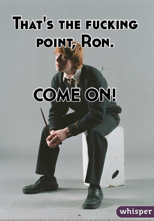 That's the fucking point, Ron. 


COME ON!